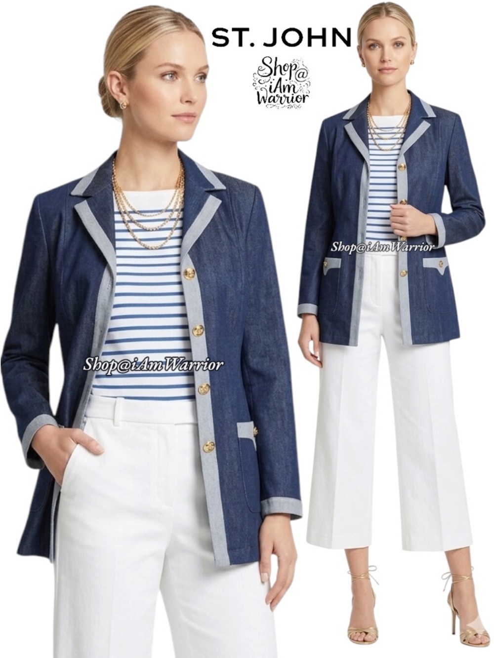 St. John Sport vintage two tone denim blazer *shop@iamwarrior